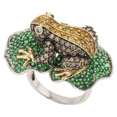 Tsavorit & Diamant 14k Gold Frosch Vintage Cocktail Ring