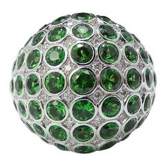 Tsavorite Diamond Bombe Dome Cocktail Ring