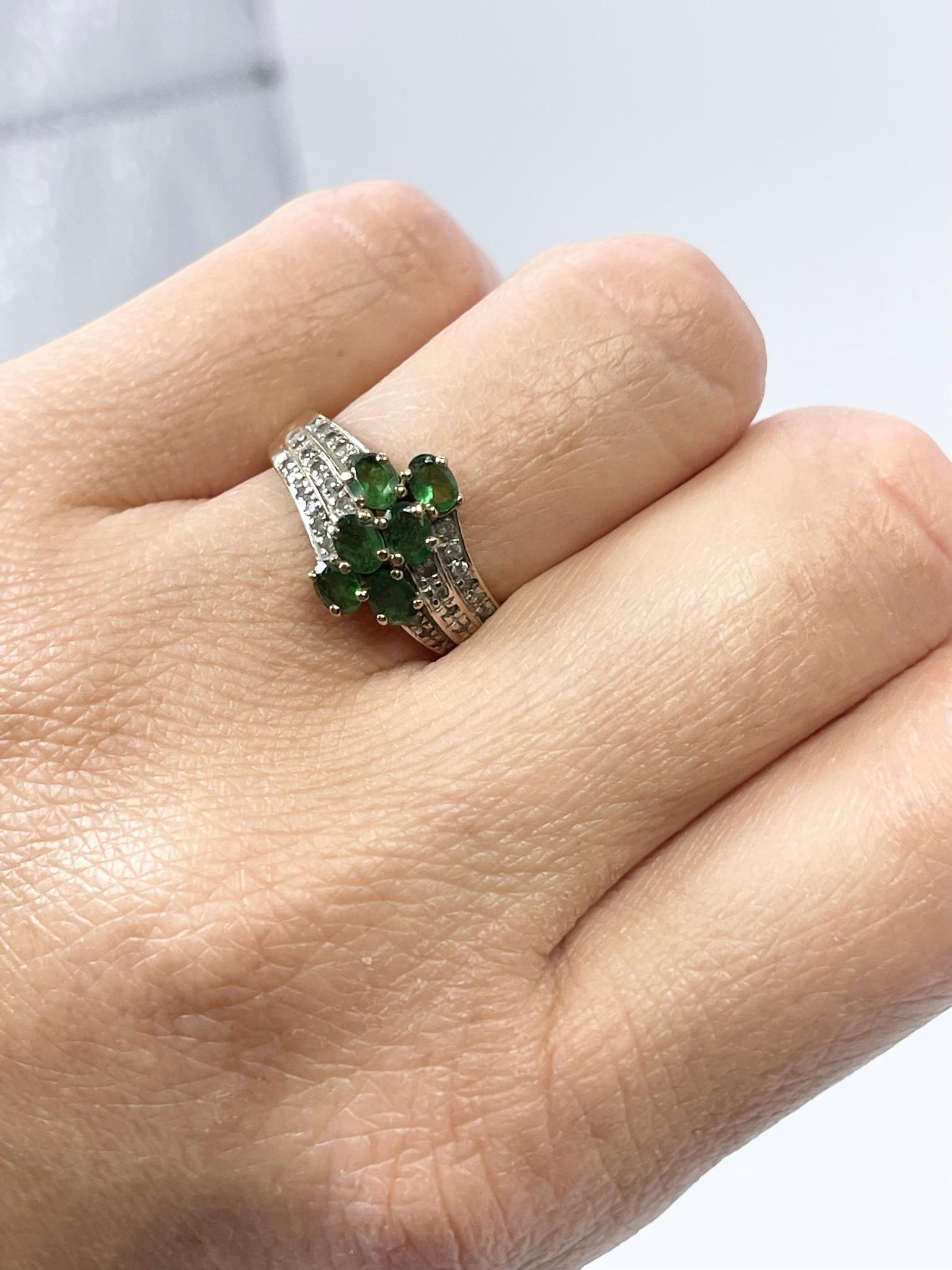 Tsavorit & Diamant Cocktail-Ring 10kt Gelbgold Natürliche Edelsteine Ring im Zustand „Neu“ im Angebot in Jupiter, FL