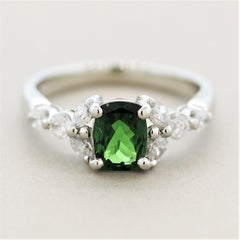 Tsavorite Diamond Platinum Ring