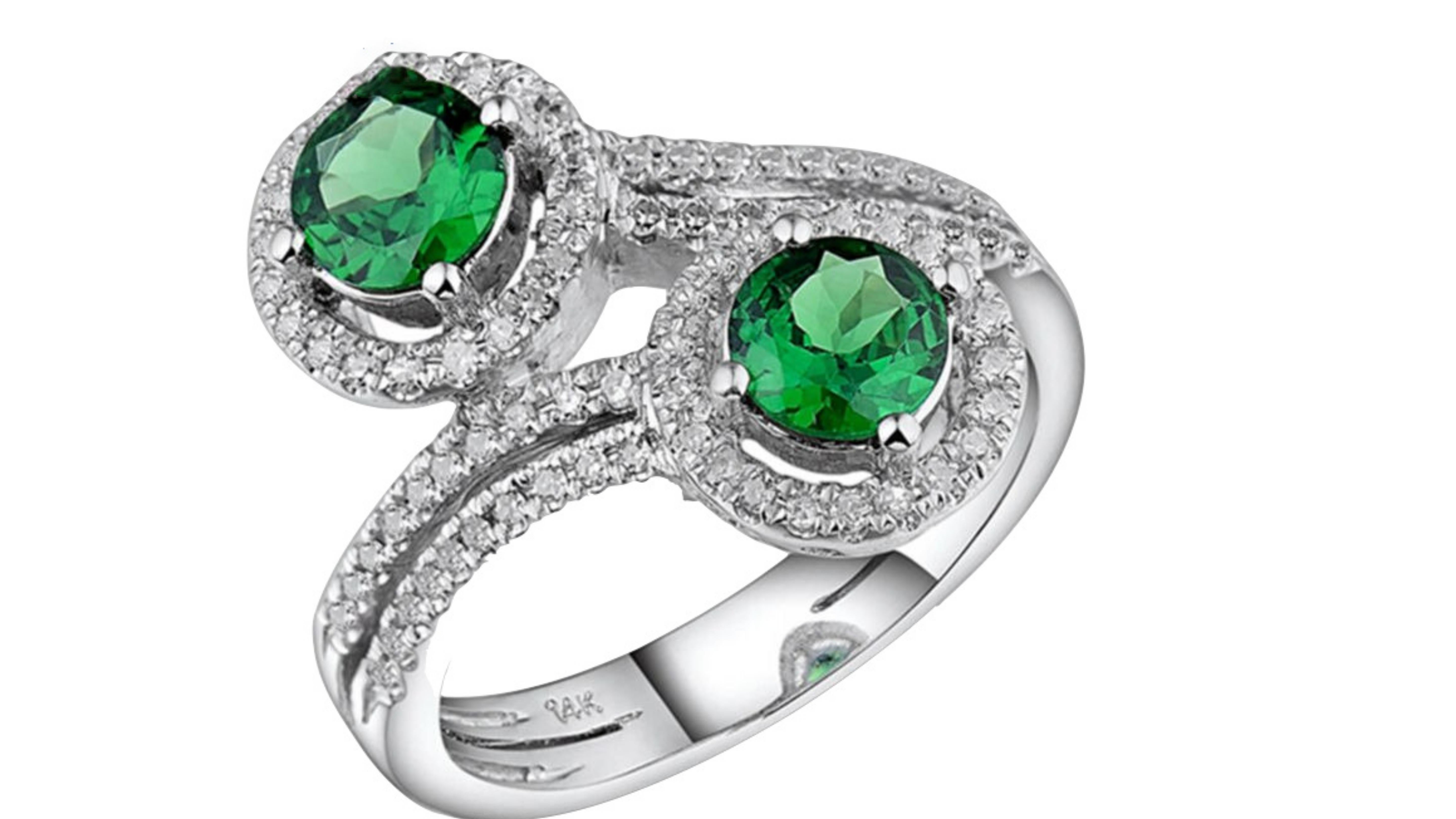 Contemporary Tsavorite Diamond Ring For Sale