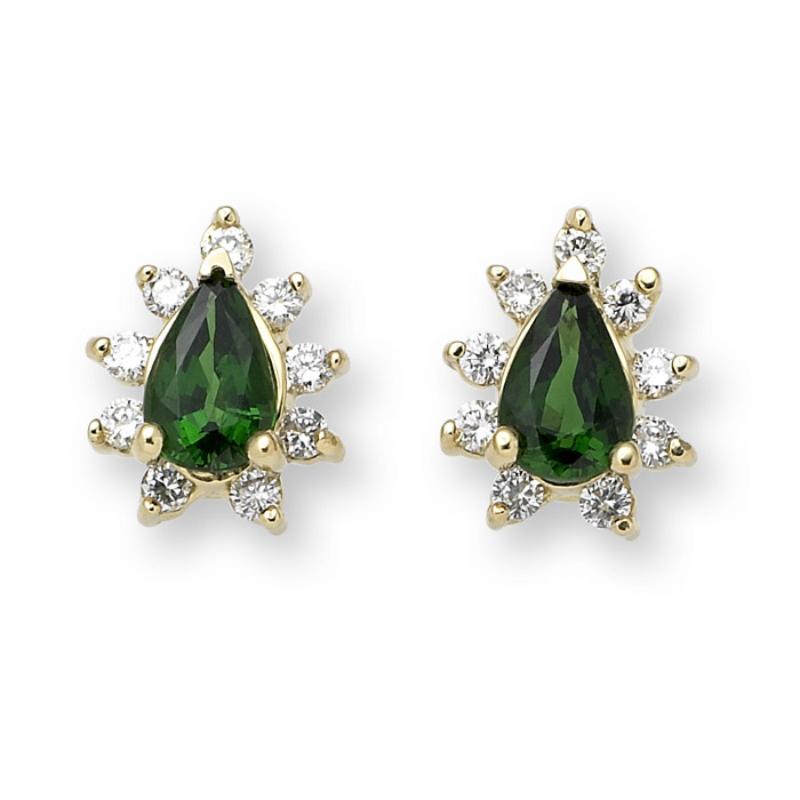 Made to order, please allow 1-3 weeks from date of final design approval by customer.  If you have a rush date you need them by let us know and we will let you know before if we can accommodate you.

Tsavorite & Diamond Stud Earrings, Gold, Ben