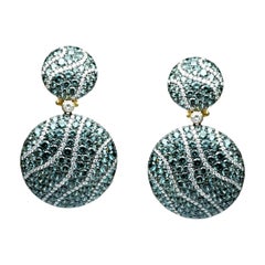 Tsavorite Diamant Or jaune 18 carats Boucles d'oreilles clips pour Elle