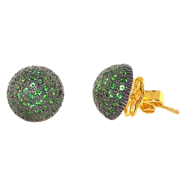 Tsavorite Dome Stud Earrings