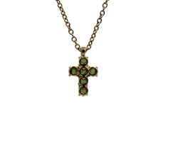 Tsavorite Garnet 18 Karat Yellow Gold Cross Pendant