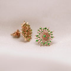 Tsavorite Garnet 9 Karat Rose Gold Soleil Stud Earrings Natalie Barney