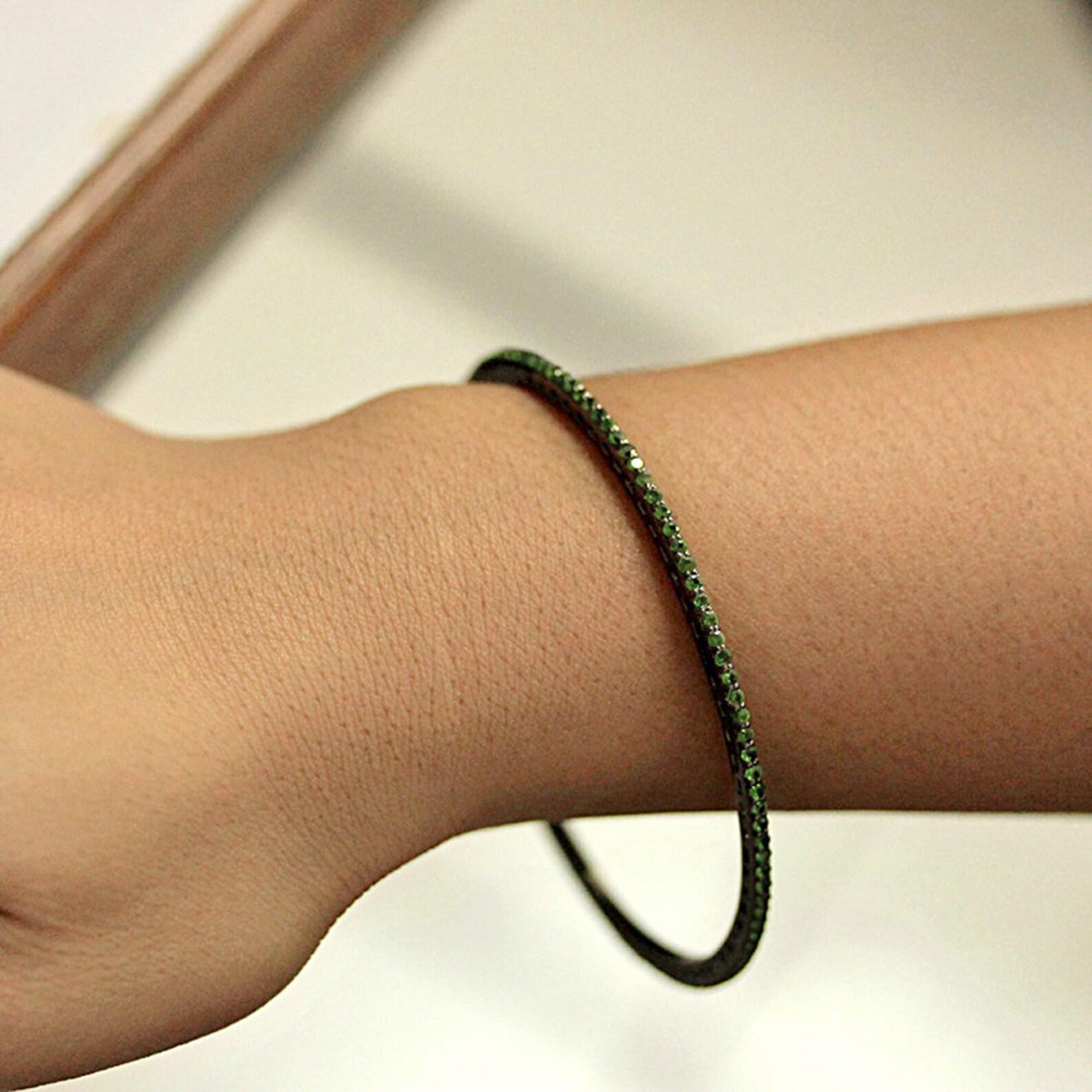 Granato di tsavorite in argento 925 Bangle fatto a mano in vendita 5