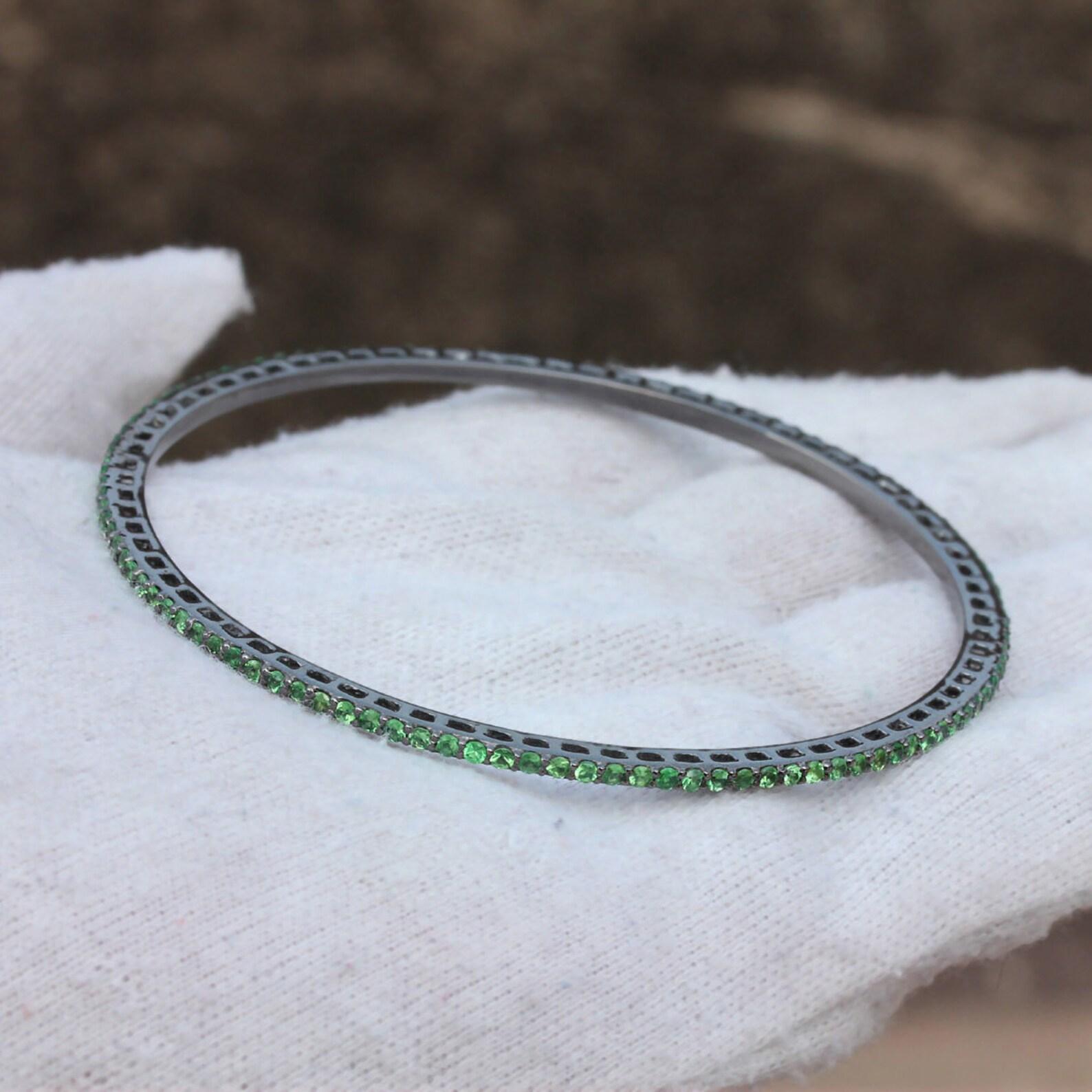 Donna Granato di tsavorite in argento 925 Bangle fatto a mano in vendita