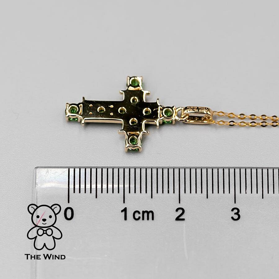 Collier pendentif croix en or jaune 18 carats, grenat tsavorite et diamants Unisexe en vente