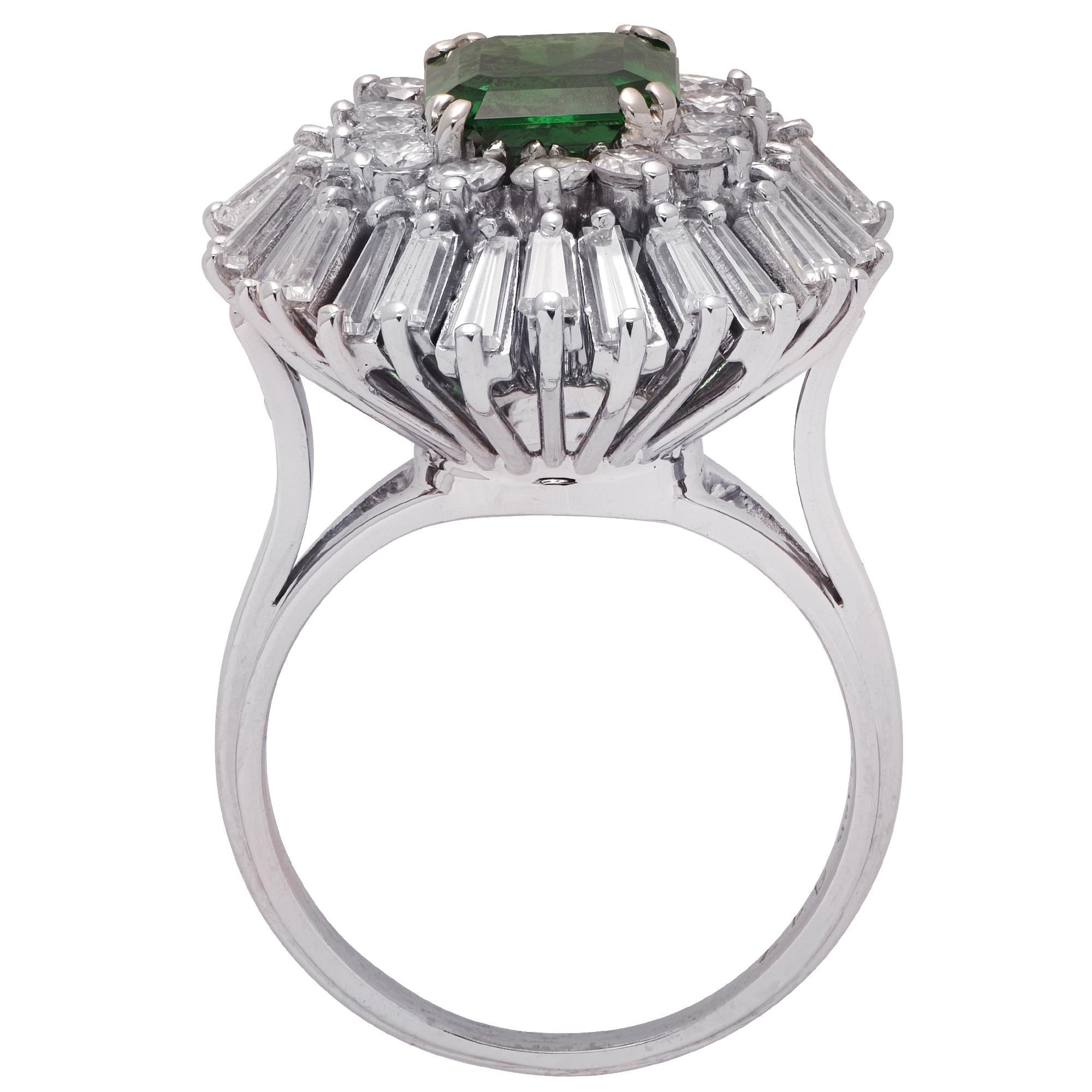 Contemporary Tsavorite Garnet and Diamond Ring