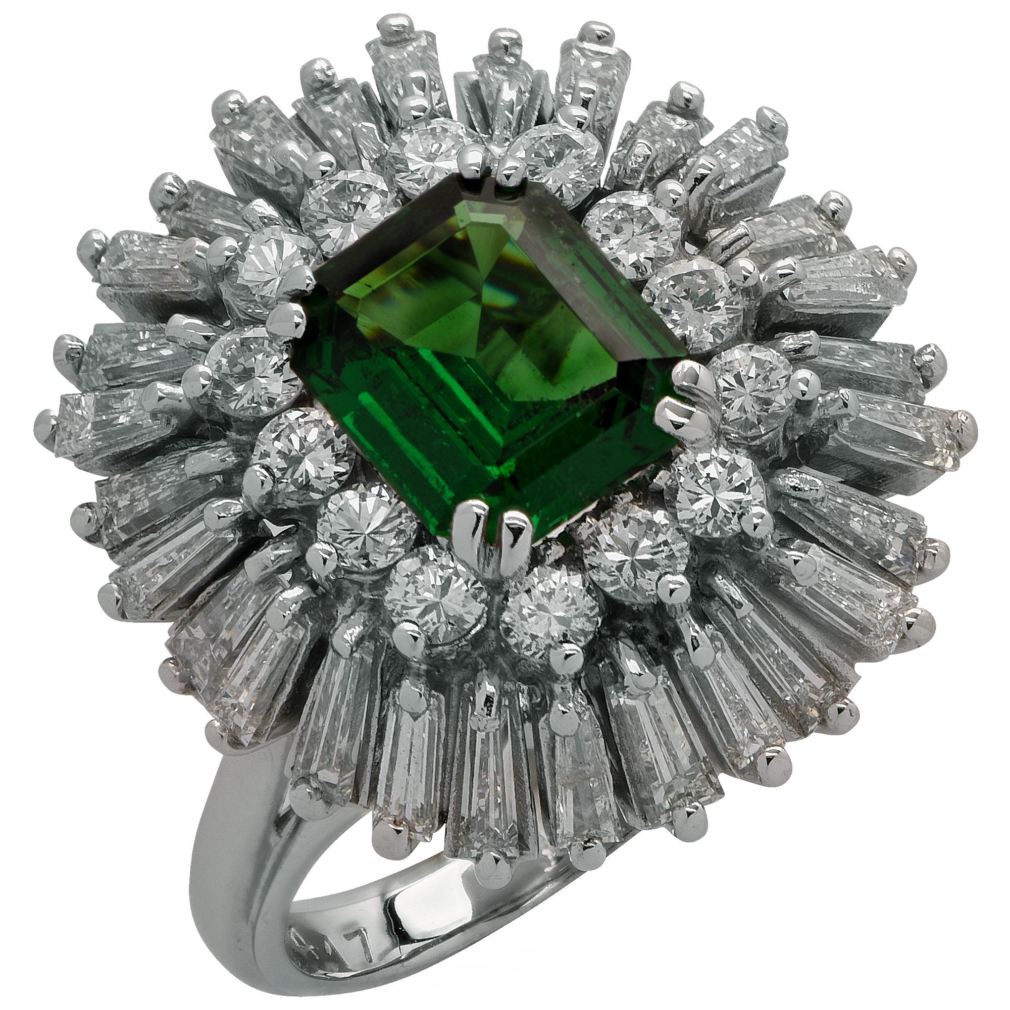 Tsavorite Garnet and Diamond Ring