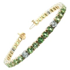 Tsavorite Garnet and Diamond Tennis Bracelet in Platinum and 18K Yellow Gold