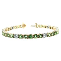 Tsavorite Garnet and Diamond Tennis Bracelet in Platinum and 18K Yellow Gold