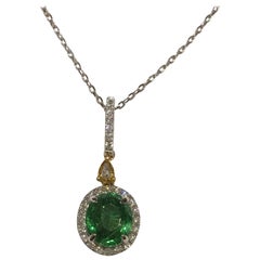 Tsavorite Garnet and Diamonds Pendant