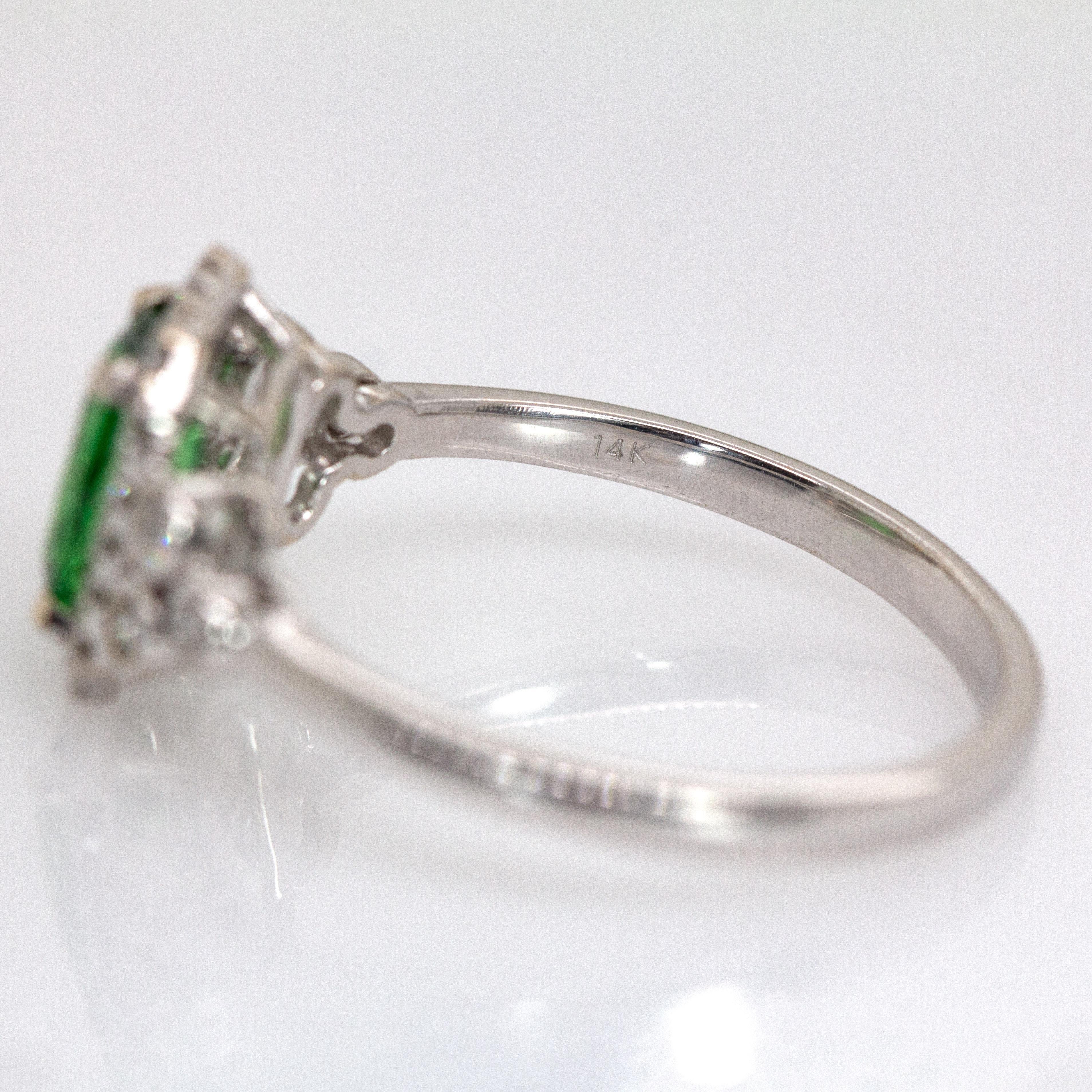 Tsavorit Granat und Erde Mined Diamond Akzente Ring in 14k massivem Weißgold Damen im Angebot