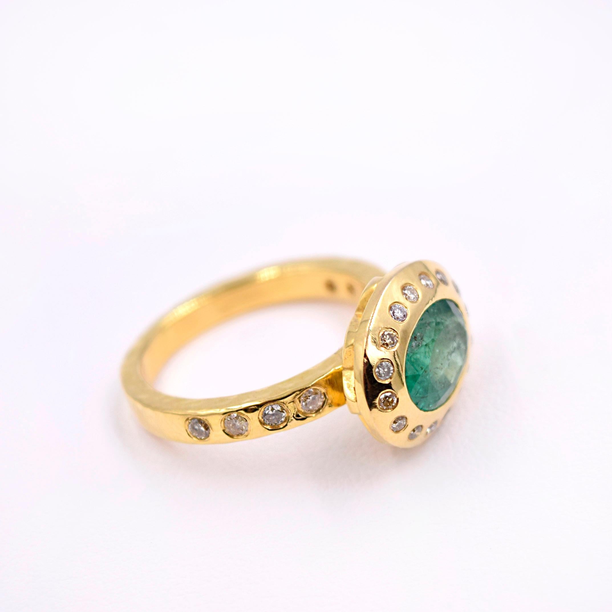 Tsavorite and Diamond Cocktail Ring in 18K Yellow Gold designed by Kanwar Singh.
Size of the ring is 6.5 and can be sized.
High polished finish.


