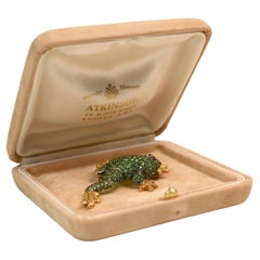 Tsavorite Garnet (Approx 3.60ct) W/ Yellow Diamond & Ruby Frog Brooch