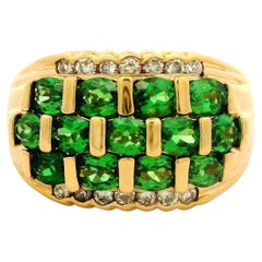 Tsavorite Garnet Diamond 18K Yellow Gold Ring