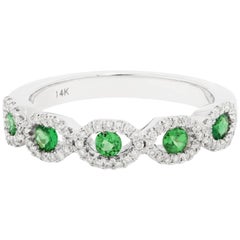 Tsavorite Garnet Diamond Gold Band Ring