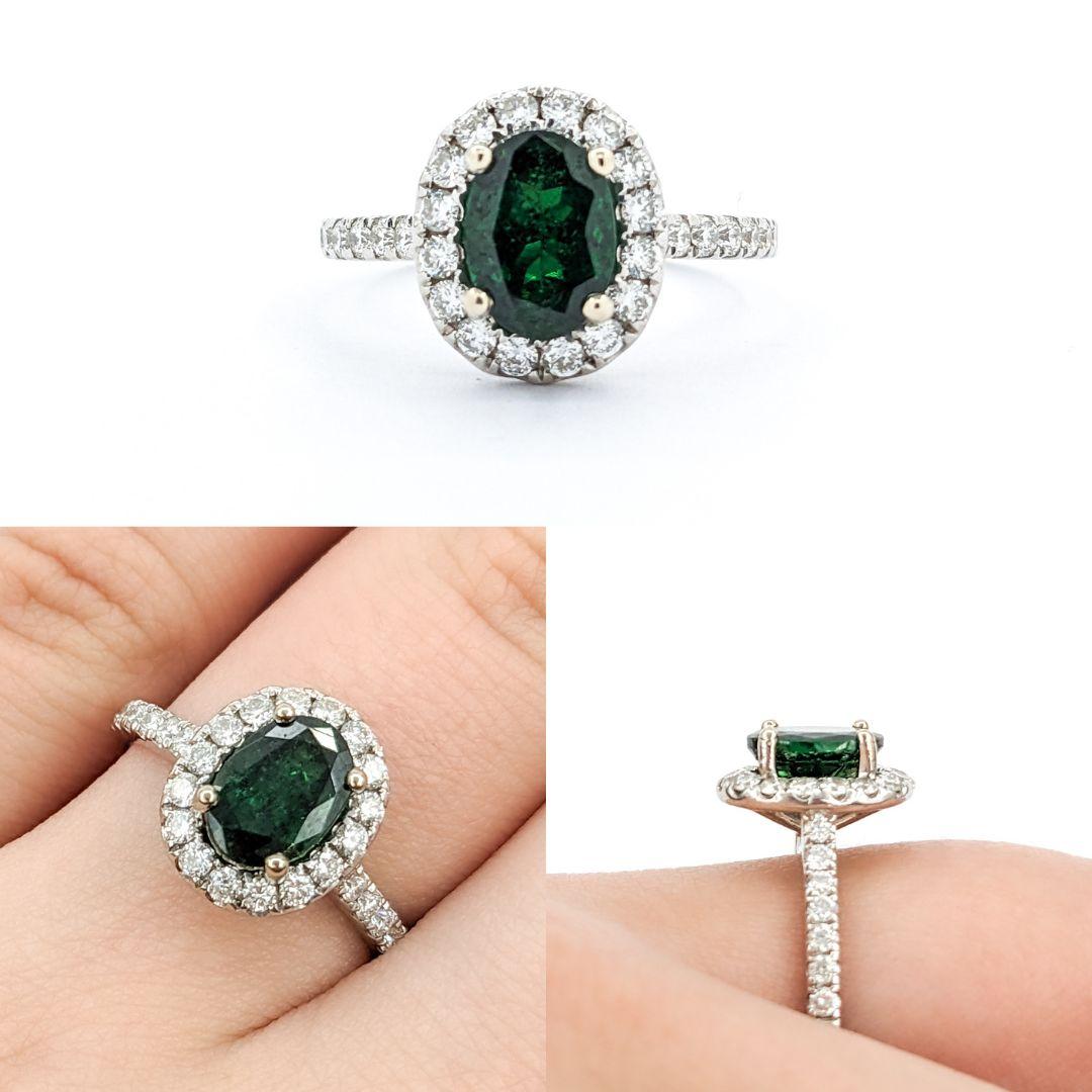 Tsavorite Garnet & Diamond Halo White Gold Ring

Introducing this stunning S. Kashi Ring crafted in 14kt White Gold, adorned with exquisite diamonds totaling .60 carats. The diamonds, with SI1 clarity and G color, radiate an undeniable sparkle.