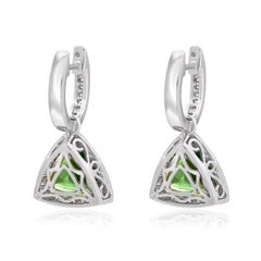 Boucles d'oreilles en tsavorite, 3,50 carats, taille « trillion »