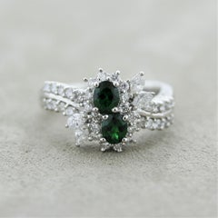 Tsavorite Garnet Diamond Platinum Ring