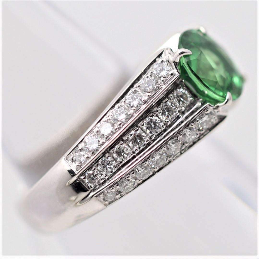 Tsavorite Garnet Diamond Platinum Ring In New Condition For Sale In Beverly Hills, CA