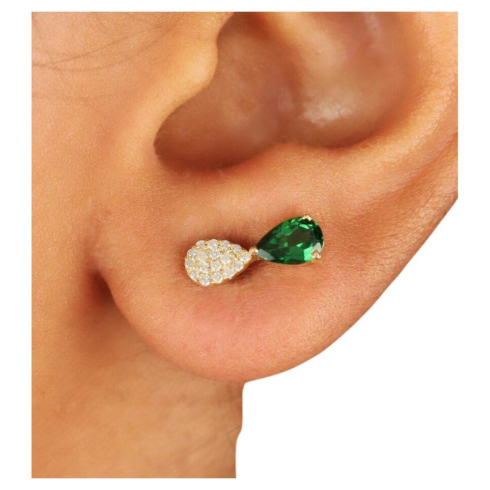 Tsavorite Garnet Earrings 14k Gold Natural Diamond Fine Wedding Jewelry Gift