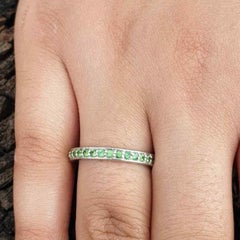 Tsavorite Garnet Eternity Bands Ring 925 Sterling Silver Ring Wedding Band.