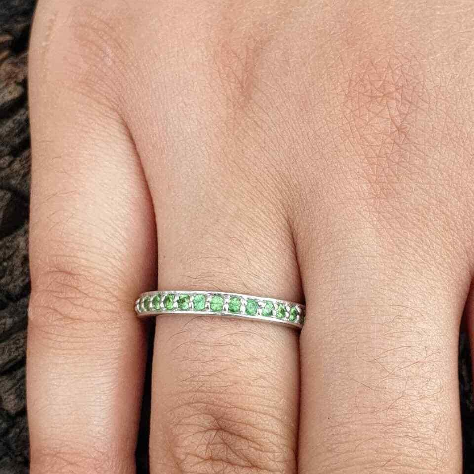 Tsavorit Granat Eternity Bands Ring 925 Sterling Silber Ring Hochzeit Band. 1