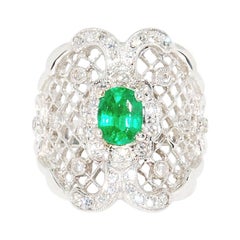 Tsavorite Garnet Fashion Ring in 18 Karat WG with Diamonds