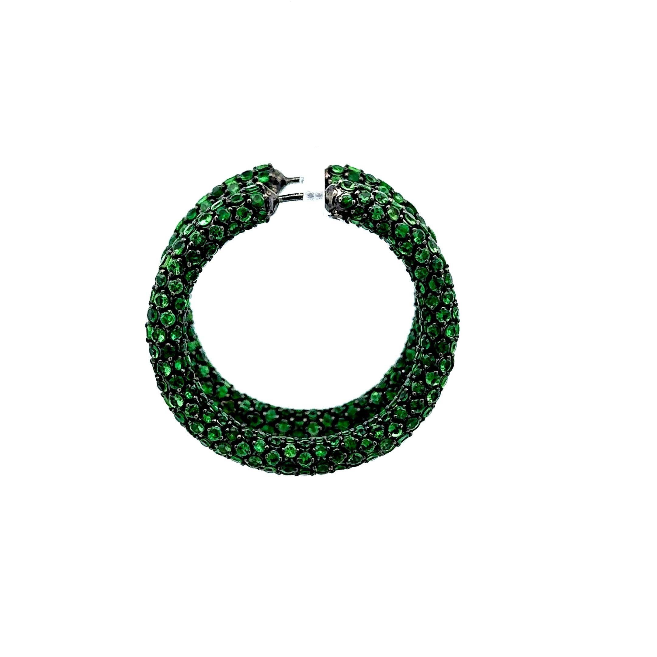 Tsavorit-Granat-Ohrringe aus 18k Gold Damen im Angebot