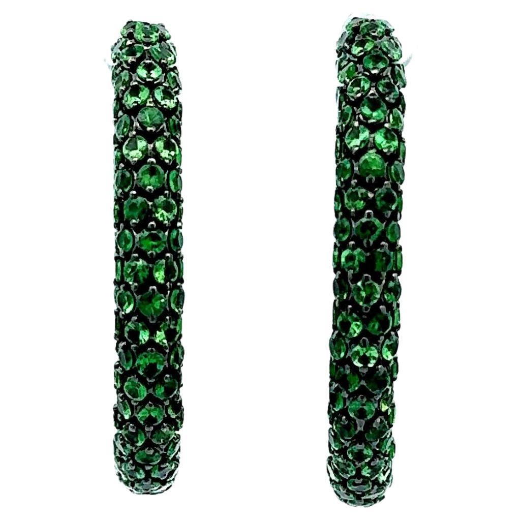 Tsavorite-Garnet Inside-Out 18k Gold Hoop Earrings