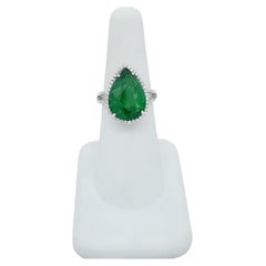 Tsavorite Garnet Pear and White Diamond Cocktail Ring in 18k White Gold Tsavorite Garnet Pear and White Diamond Cocktail Ring in 18k White Gold