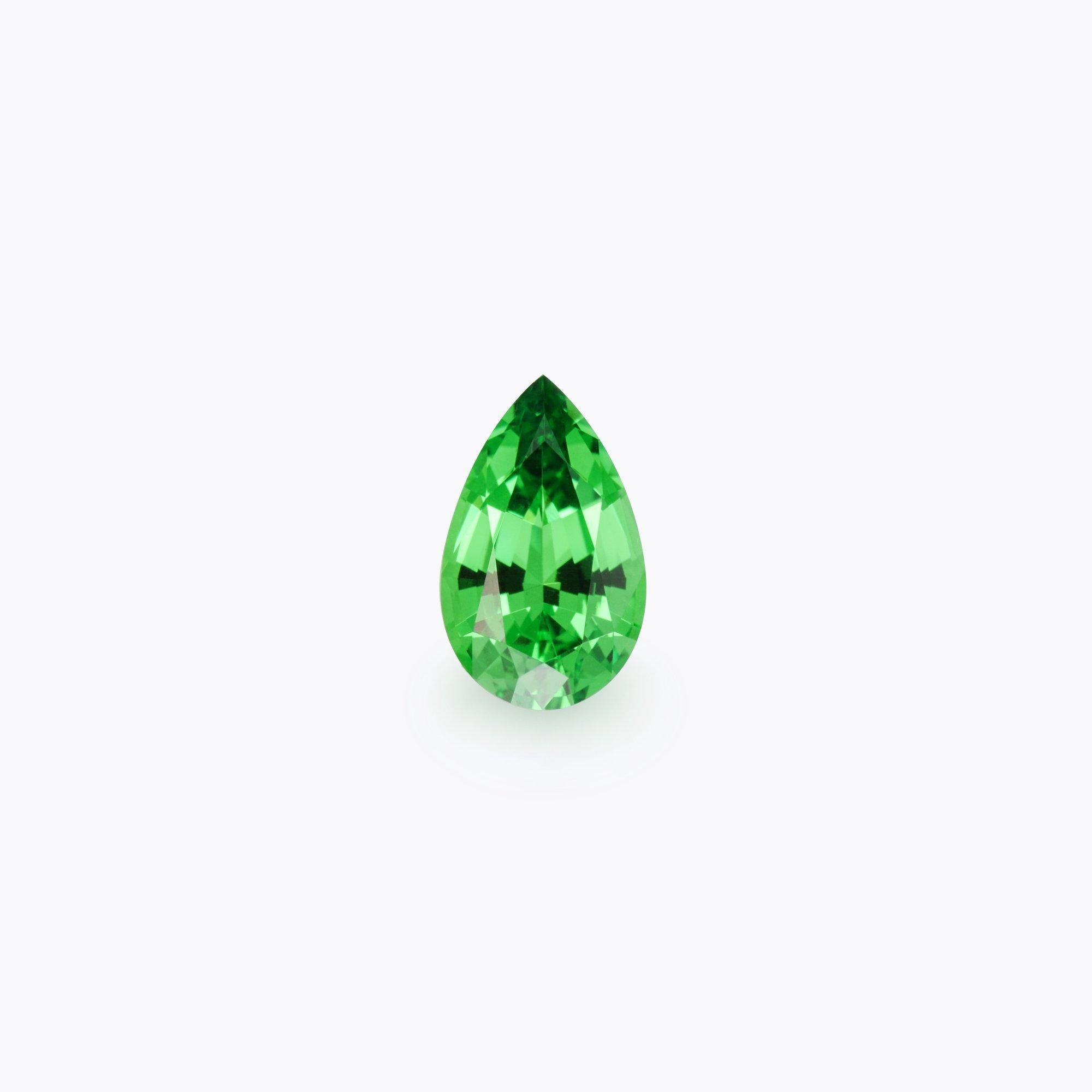 Magnificent 2.09 carat Tsavorite Garnet pear shape gem, offered loose to a world-class gem lover.
Returns are accepted and paid by us within 7 days of delivery.
We offer supreme custom jewelry work upon request. Please contact us for more