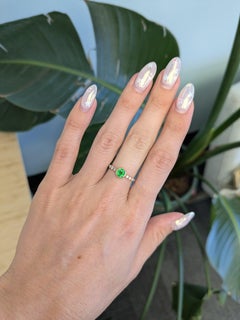 Tsavorite Garnet Ring with Earth-Mined Diamond Accents in Solid 14K Gold, 5mm
