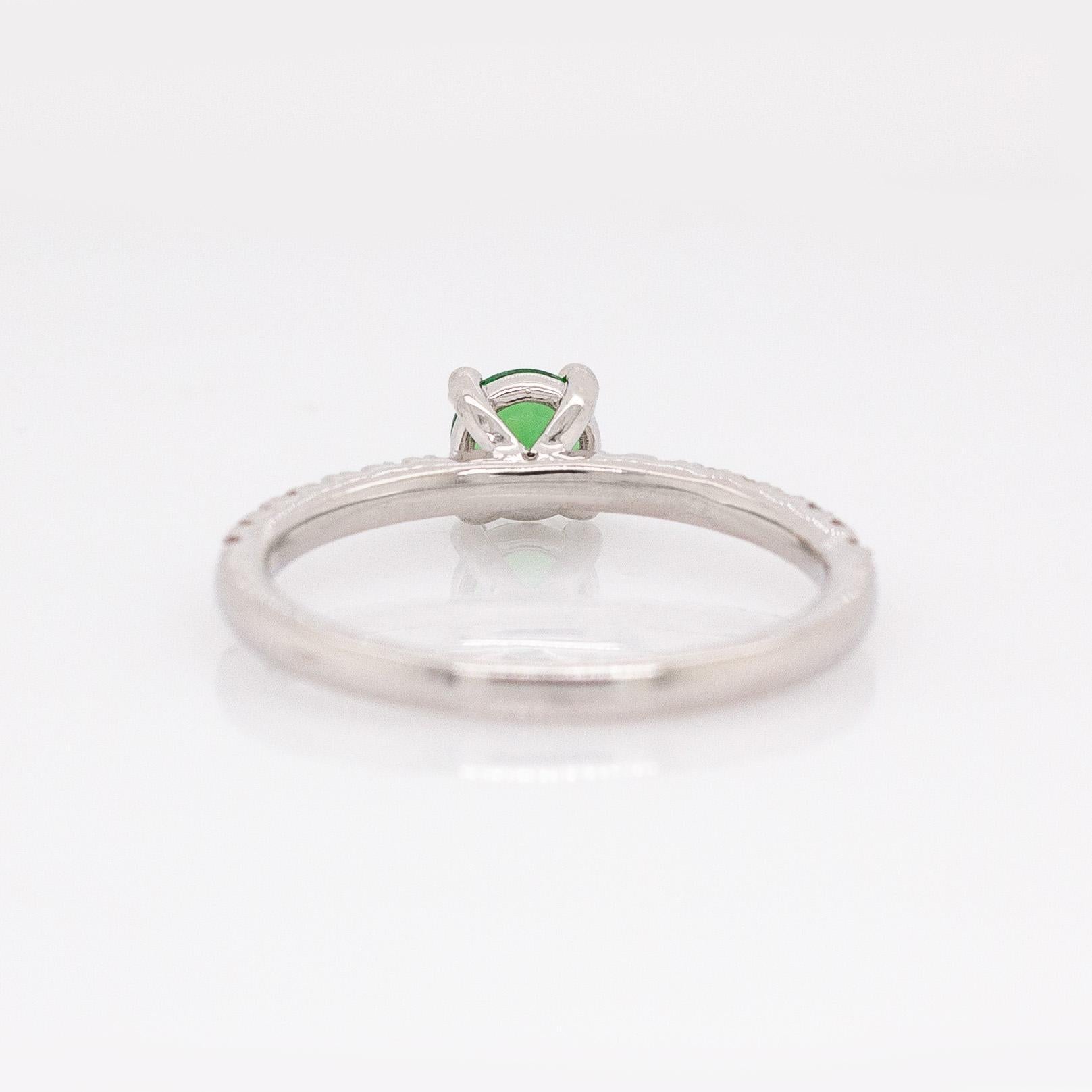 Donna Anello con granato tsavorite e diamanti naturali: Oro bianco massiccio 14k, 4,5 mm in vendita