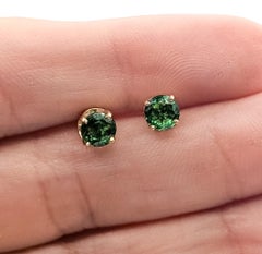 Tsavorite Garnet Screwback Earrings in 14k Yellow Gold