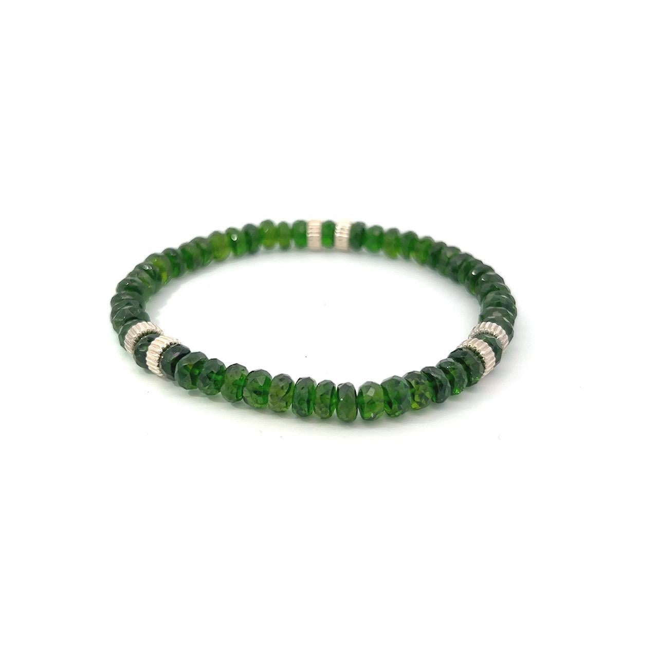 da uomo o donna Bracciale elastico in argento sterling con granato tsavorite 67cts in vendita