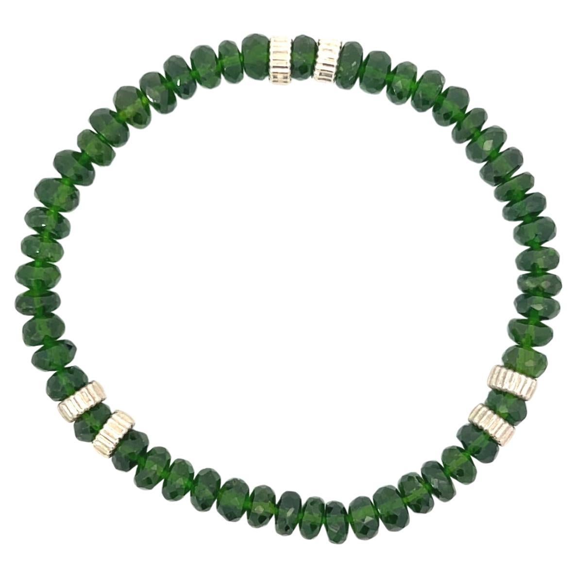 Tsavorite Garnet Sterling Silver Stretch Bracelet 67cts