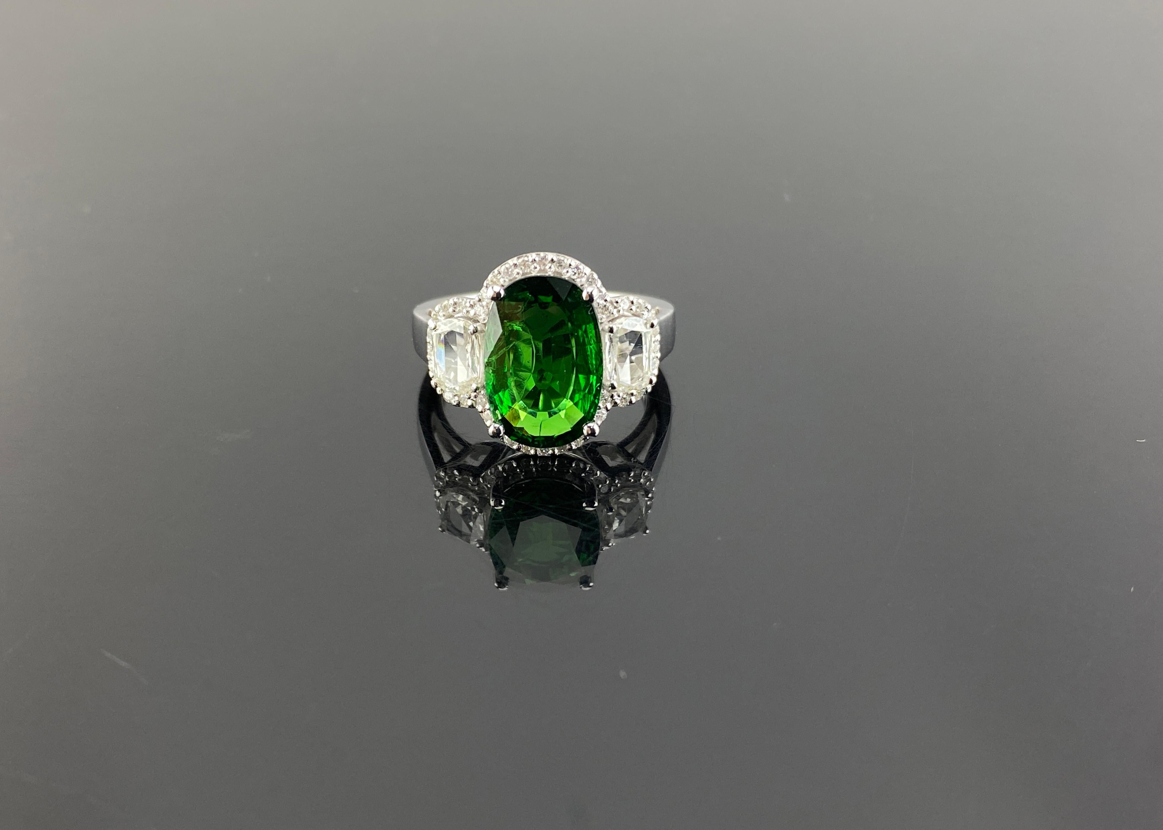 green garnet engagement ring