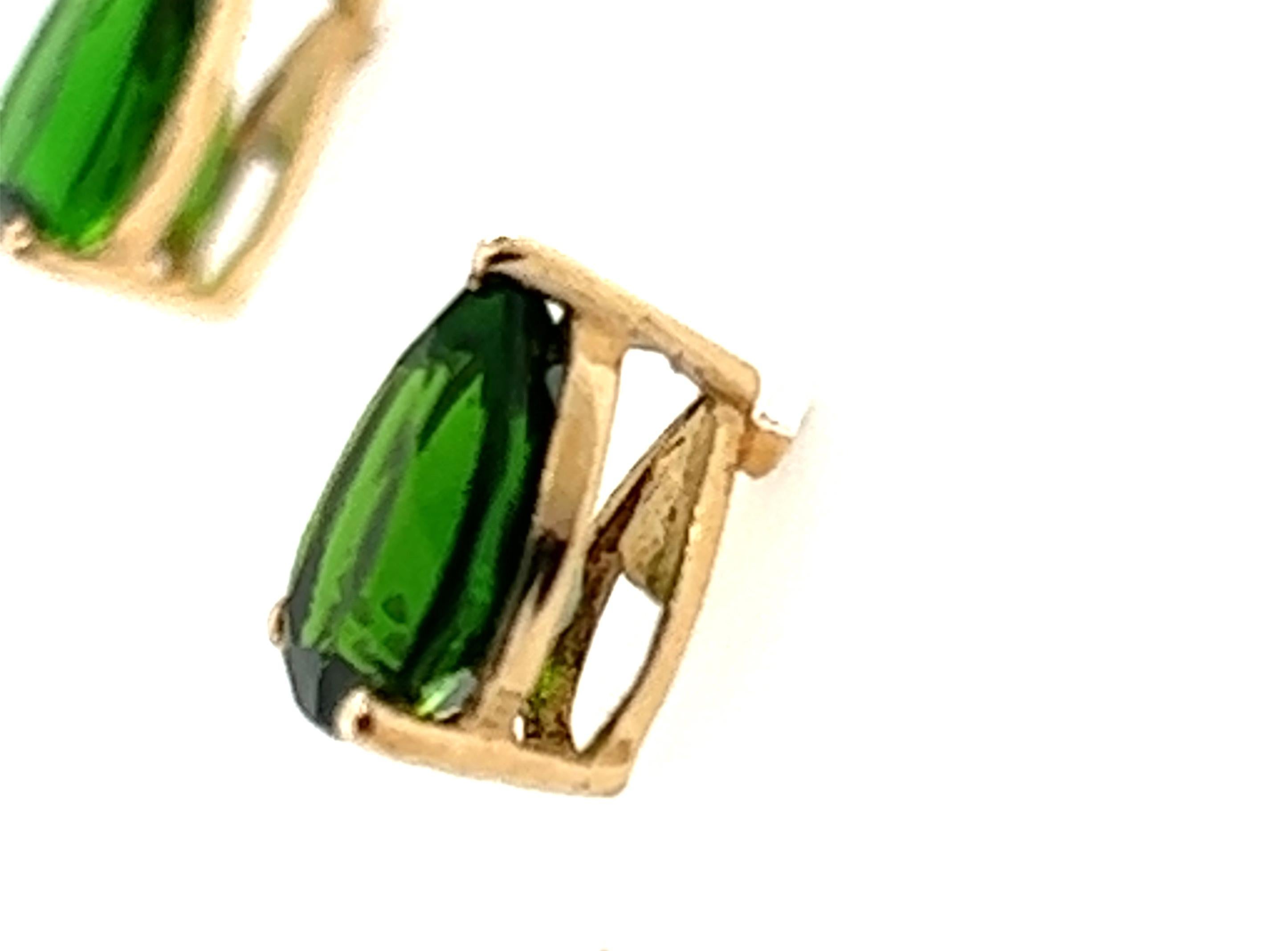 Tsavorit Grüner Granat-Ohrstecker 2 Karat Birnenschliff 2ct Gelbgold (Tropfenschliff)
