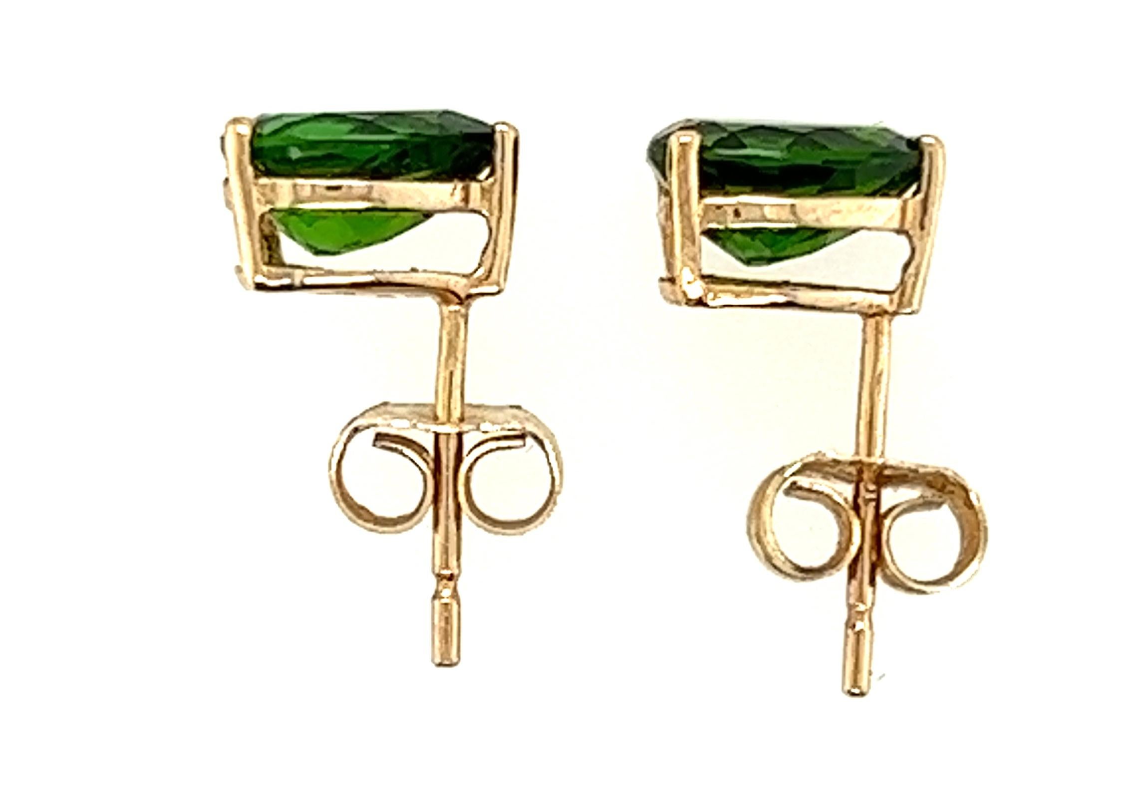 Tsavorit Grüner Granat-Ohrstecker 2 Karat Birnenschliff 2ct Gelbgold für Damen oder Herren