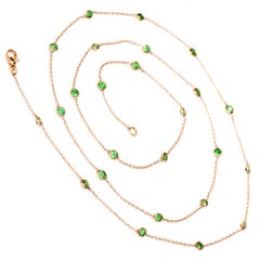 Tsavorite Long Necklace Gold Chain Necklace