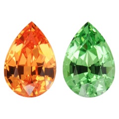 Tsavorite Mandarin Garnet Earrings Gemstone Pair 2.01 Carat Loose Gems