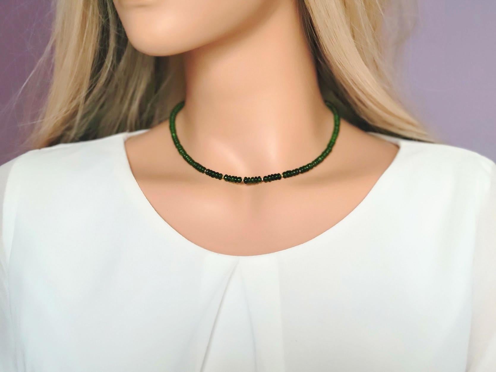 Women's Tsavorite Necklace, Green Garnet Necklace For Sale
