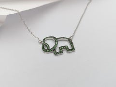 Tsavorite Elephant Necklace set in Silver Settings