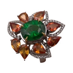 Tsavorite Orange Sapphire Ring