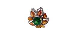 Tsavorite Orange Sapphire Ring