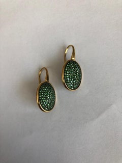 Tsavorite Pave 18 Karat Yellow Gold Earrings